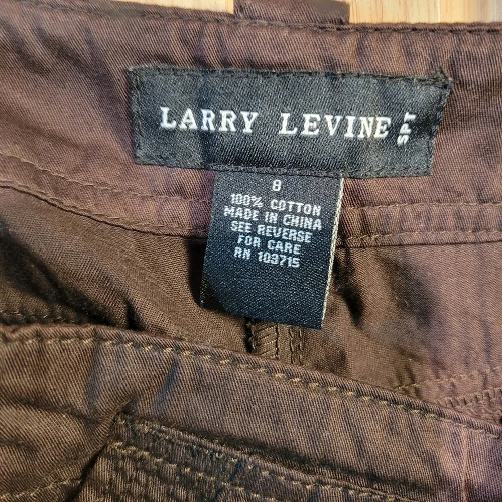 Larry Levine SPT Brown Cotton Utility Cargo Shorts Women Size 8 Drawstring